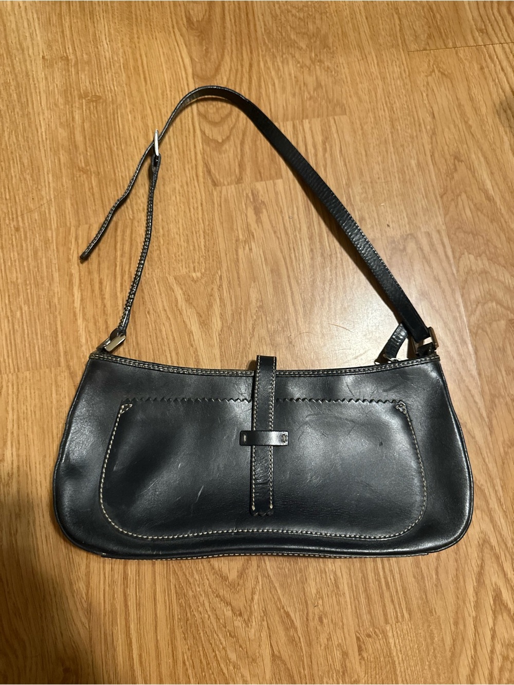 Loft Classic Black Leather Shoulder Bag